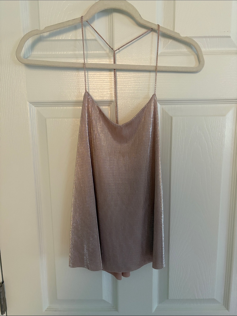 Express Metallic Mauve Pleated Slip Cami